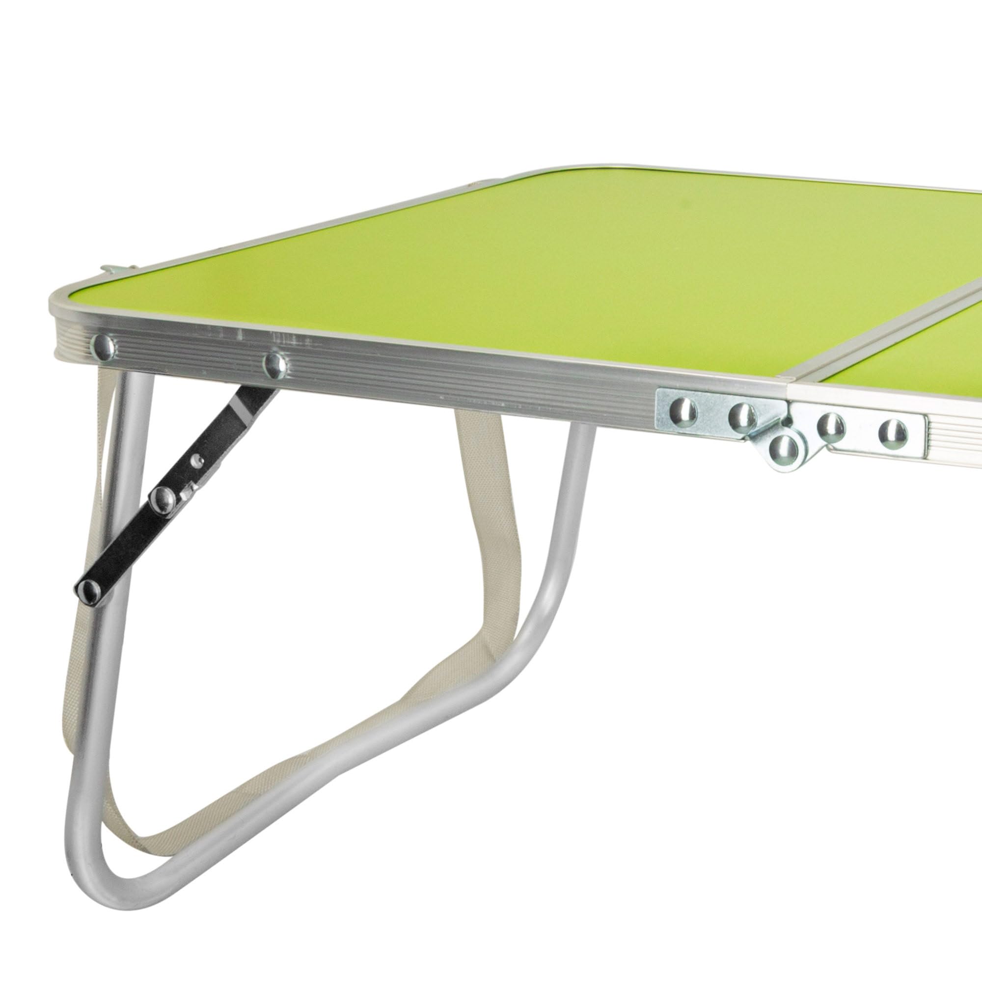 AKTIVE Tavolo da spiaggia pieghevole, Tavolo da spiaggia basso, 60x40x25 cm, verde, struttura in metallo, piano in legno, piccolo tavolo da campeggio pieghevole, blocco di sicurezza, Campeggio