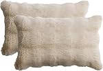 AVOIN colorlife Set of 2 Soft Faux Fur Bubble Throw Pillow Covers 18 x 18 Inches, Fluffy Plush Velvet Cushion Cases Pillowcases Home Decorative for Couch Sofa Bed Black