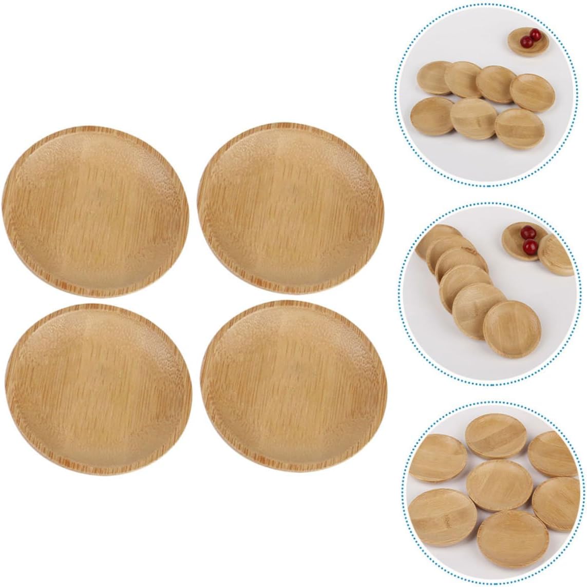 COLLBATH 4 Piece Bamboo Soy Sauce Bowls for Dipping and Condiments
