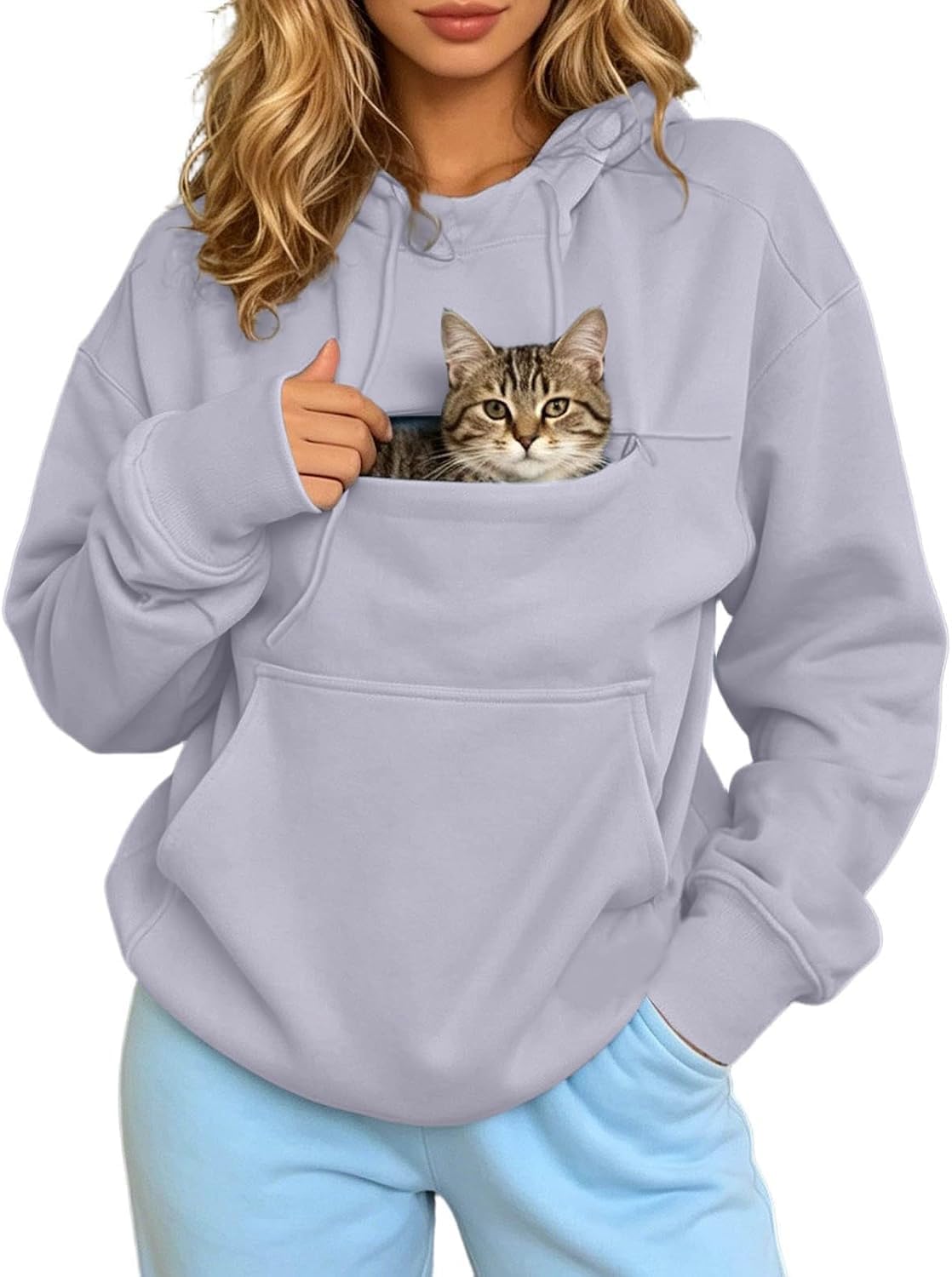 Hoodie with Pet Pouch, Oversized Dog Carrier Hoodie for Small Dogs & Cats, Lightweight Fleece Sweatshirt with Kangaroo Pocket