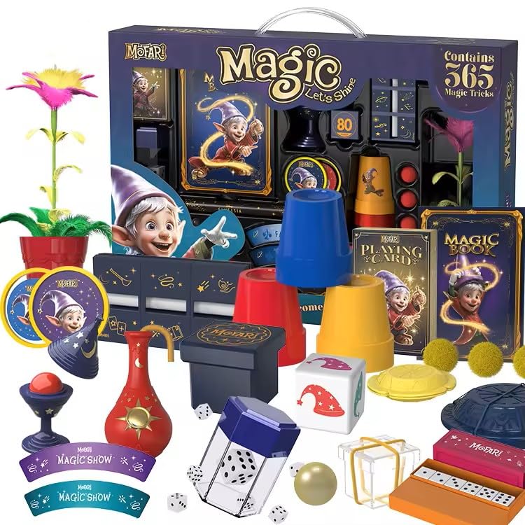 Magic set for kids - 365 Magic Tricks Kit, Magic Set with Video Lessons, Learn Magic Tricks, Magic Kit Toy, Christmas Halloween Birthday Gifts Toys