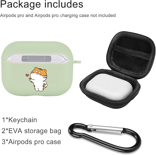 Miniatura 2 de JOYLAND Tiger - Funda para AirPods Pro con llavero, diseño de animales de dibujos animados, funda protectora de TPU suave compatible con AirPods de