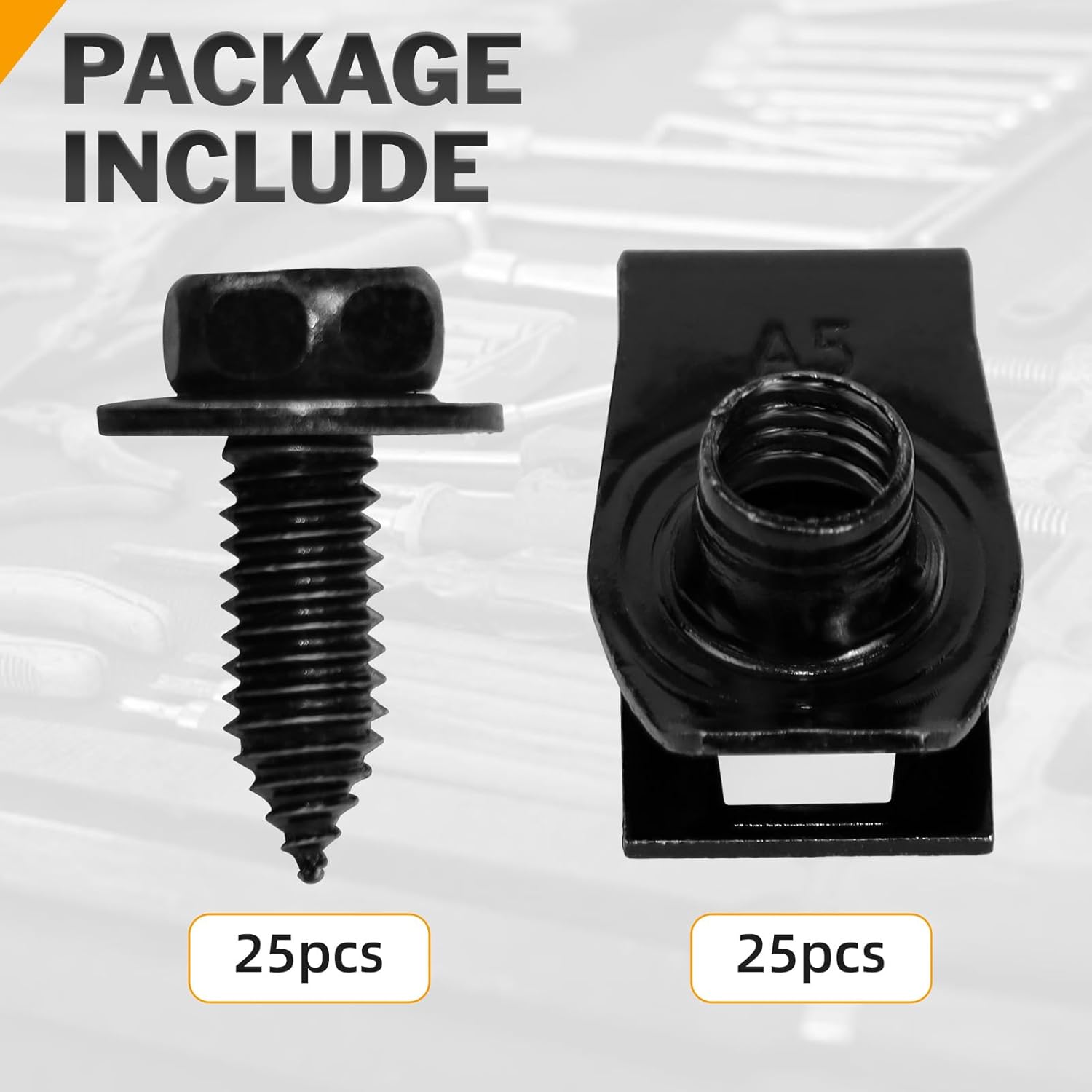5/16"-18 x 7/8" Indented Hex Head Sems Body Bolts and U-Nut Clips 5/16-18 x 1-3/16 (25 Each) Replace 384930-S36 Body Bolt Clips for Fender, Engine Cover & Splash Shield
