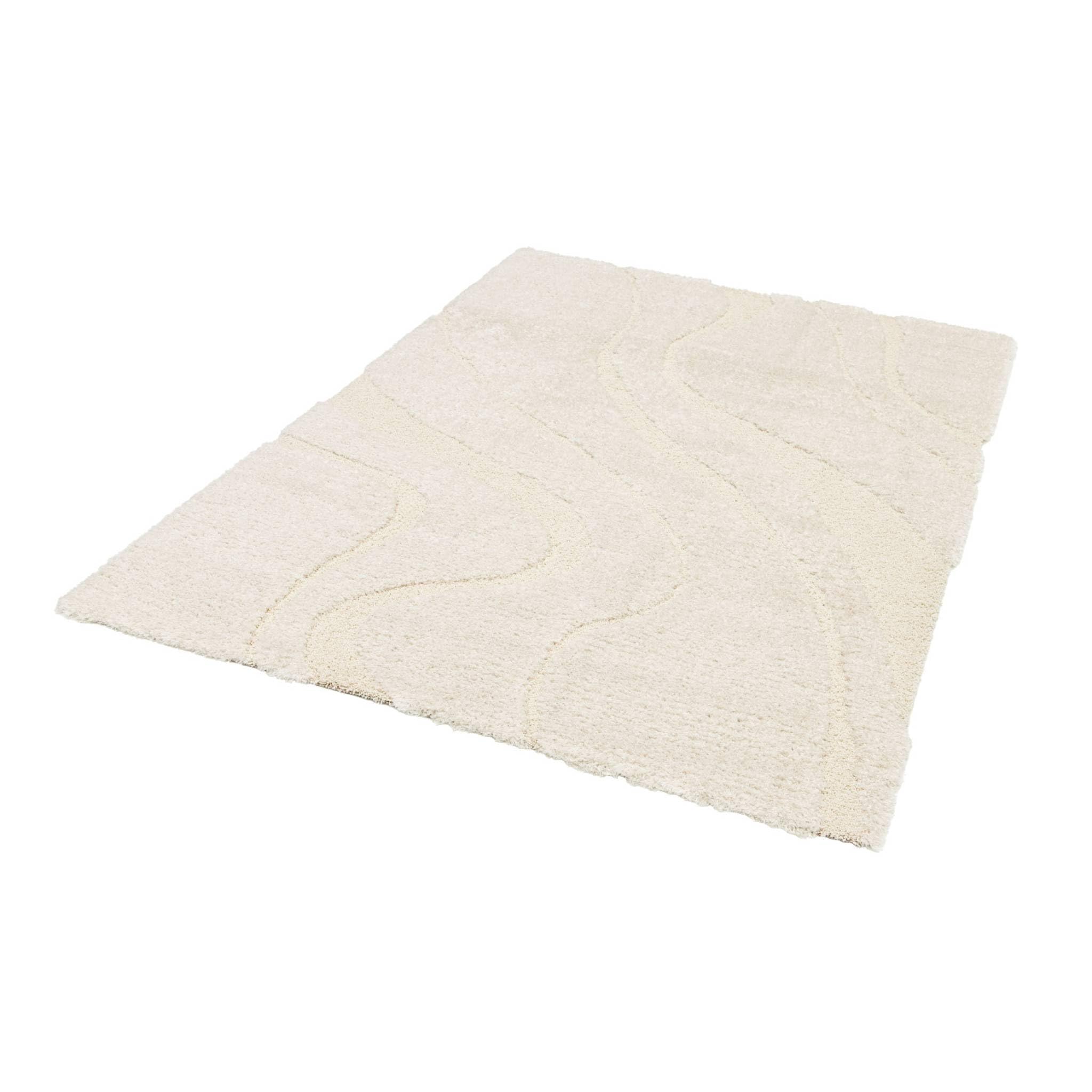 sweeek - Tapis intérieur shaggy motif avec relief crème Amy 160x230cm