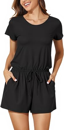 Smismivo Swim Romper Modest One Piece Swimsuit for Women Full Coverage Short Sleeve Bathing Suit Flowy Swimwear 2026