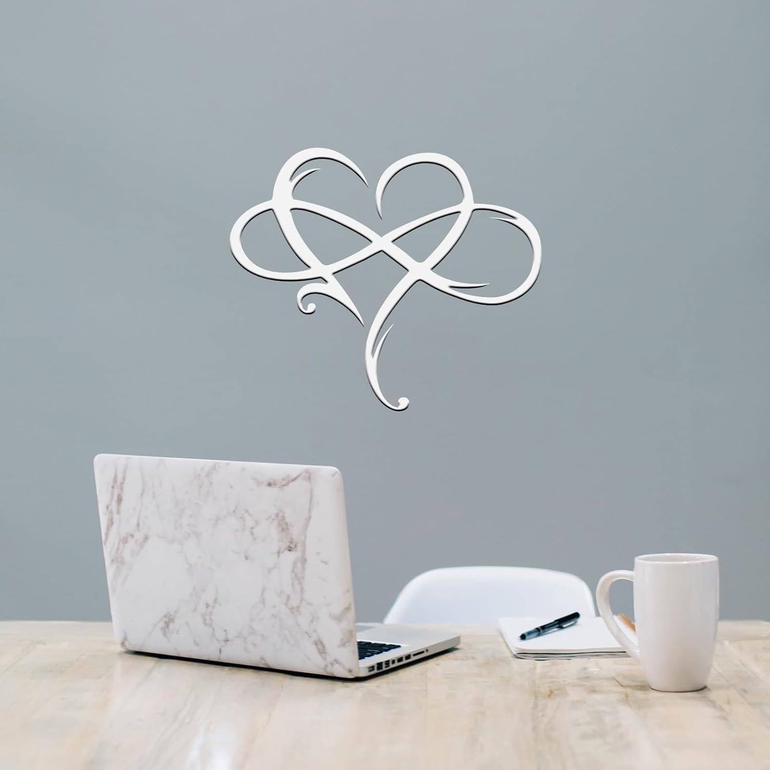 MayLove-US Infinity Heart Metal Wall Decor, Unique Infinity Heart Wall Decor Love Sign Plaque Steel Art Geometric Bedroom Ornaments Cut Out for Home, Wedding Decor