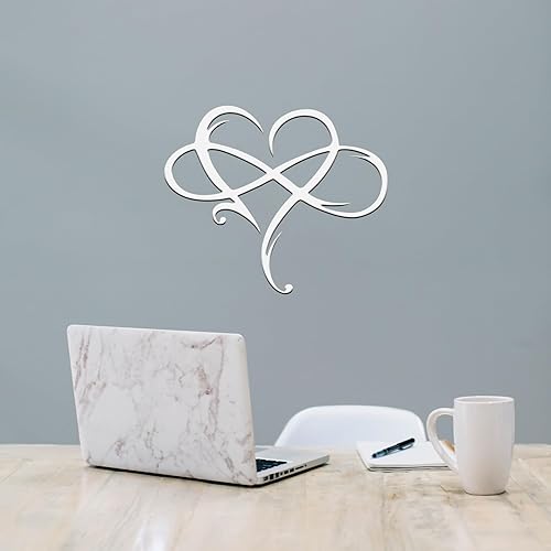 Miniatura 7 de Decoración de pared de metal con corazón infinito, decoración única de pared de corazón infinito, placa de amor, arte geométrico de acero, adornos