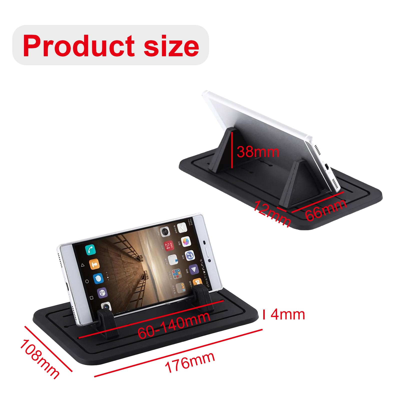 Tappetino Antiscivolo In Gel Adesivo Per Cruscotto Auto - Multiuso, Riutilizzabile, 18x14 Cm (Confezione Da 2) - Per Telefono, Occhiali, Chiavi