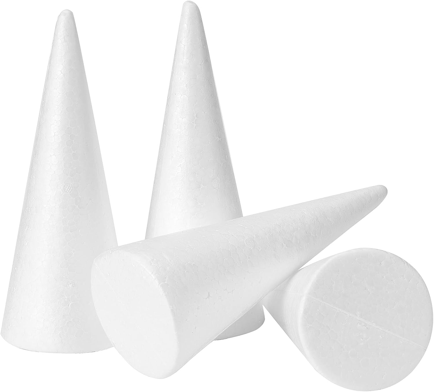 YURN Craft 4 Pack Foam Cones for Crafts, Foam Trees Cones, 3.82×9.49 in Cones Shaped Foam for Christmas Decorations, Gnomes, and DIY Art Projects.