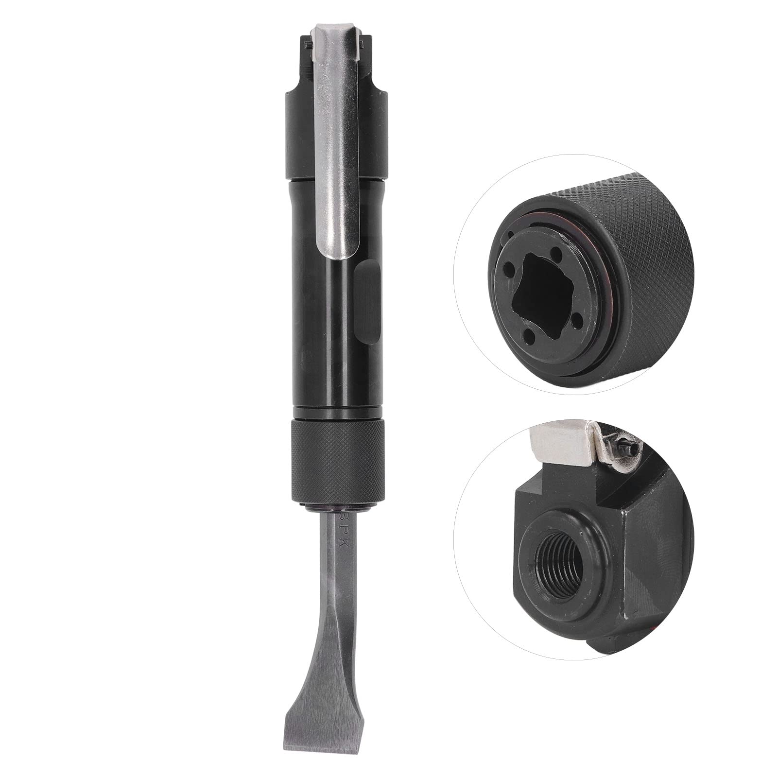 Cincel neumático de tipo recto, kit de cincel neumático de 1/4 de pulgada con bloqueo automático en aleación de aluminio y mango ergonómico, para desbarbado de hormigón, ladrillo y (Estilo japonés)