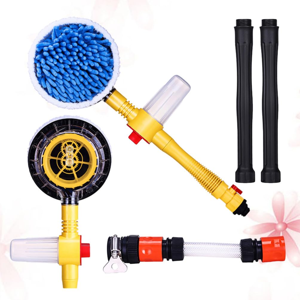 ULTECHNOVO Brosse Rotative pour Nettoyage Voiture Brosse Lavage Ronde Pulvérisation Eau Automatique Nettoyage Rapide sans Électricité