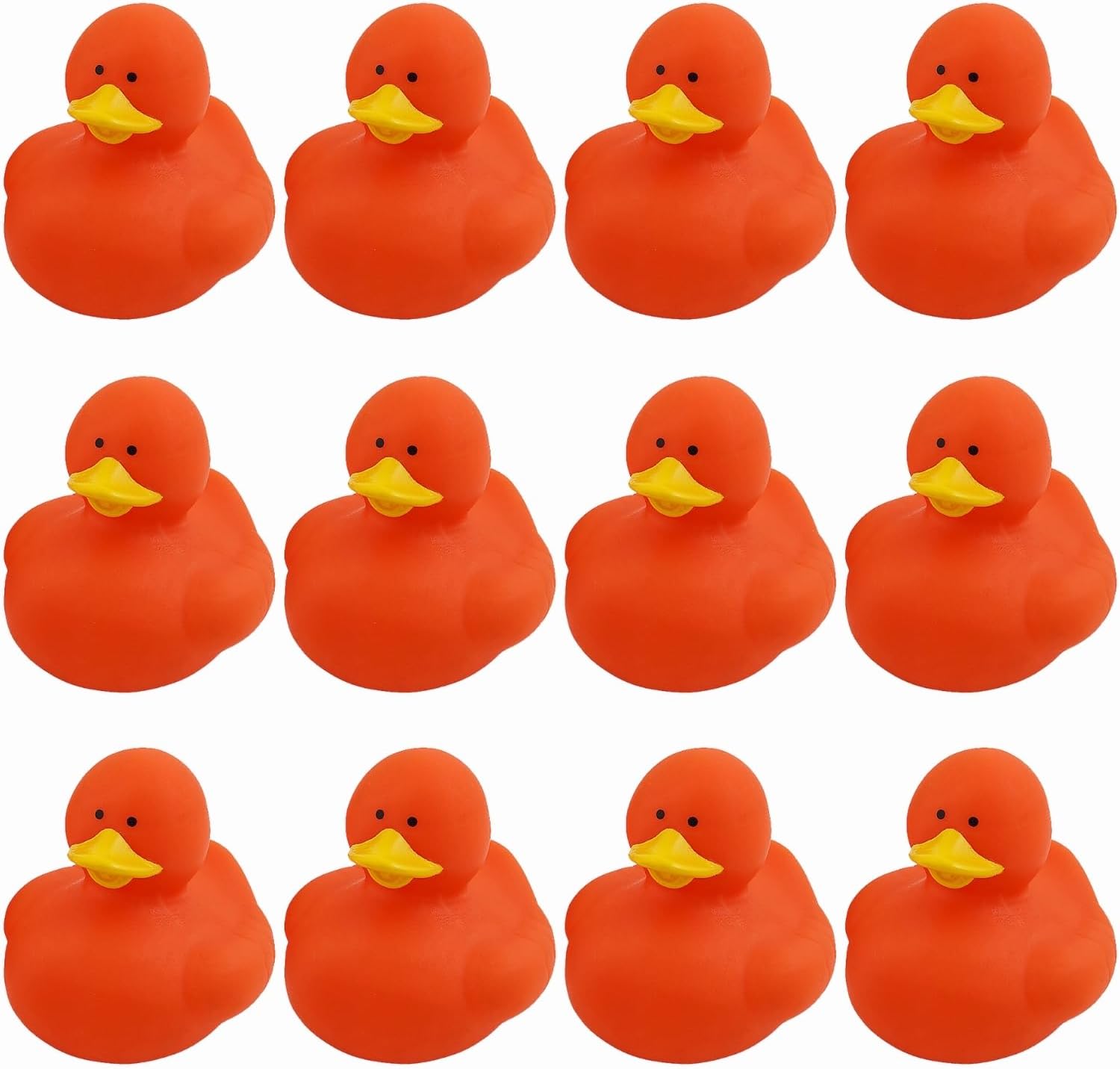 Fun Express Rubber 2" Solid Color Duckies - 12 Ducks (Orange)