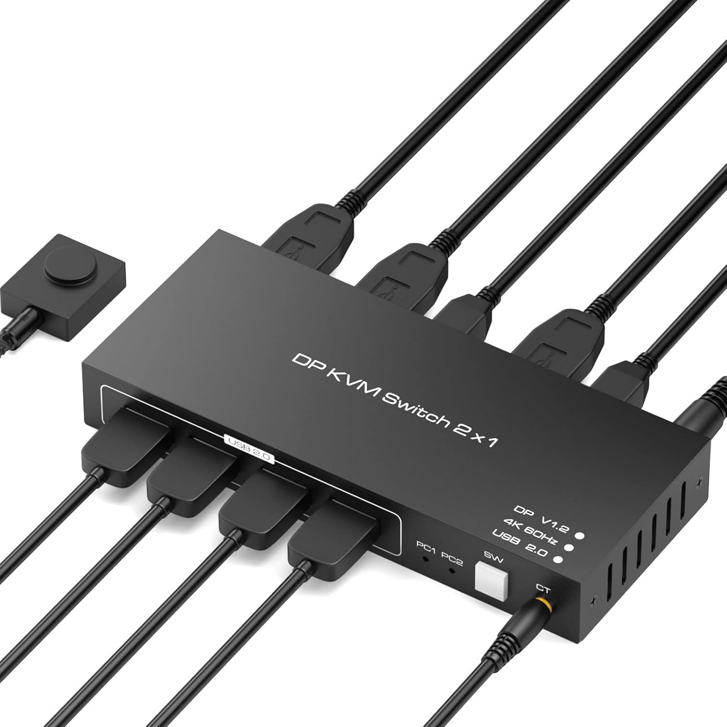 KVM Switch DisplayPort,Tendak 4K60HZ 2 Port DP KVM Switch with 4 USB 2