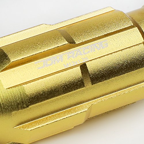 Image of DNA MOTORING LN-ZTL-9025-125-GD 20Pcs M12 x 1.25 Open End Style Wheel Lug Nuts w /Deep Drive Extension Adapter, 24mm OD /50mm H, Gold