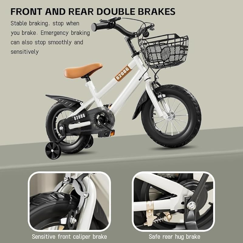 3-7 歳用児童自転車 補助輪・バスケット付き 12-16 インチ車輪 低床設計 日常遊び・公園散歩用 安全防滑