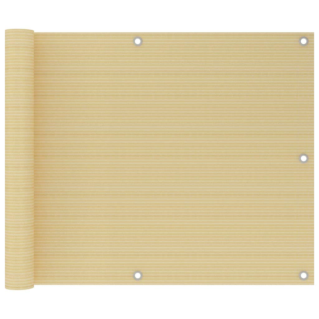 Écran de balcon beige 75x500 cm pour stopper le vis-à-vis et se protéger du vent et de la pluie