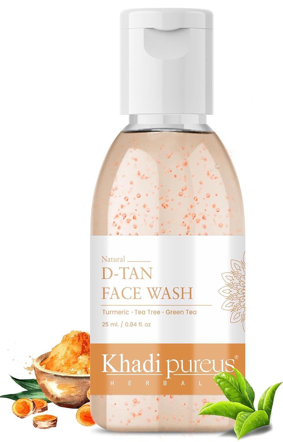 Khadi Pureus Herbals Somashree De Tan Face Wash for Clarifying, Unclog Pores, Deep Cleansing & Glowing | Anti Tan Herbal Face Cleanser for Oily & Dry Skin | Women & Men (25 ml