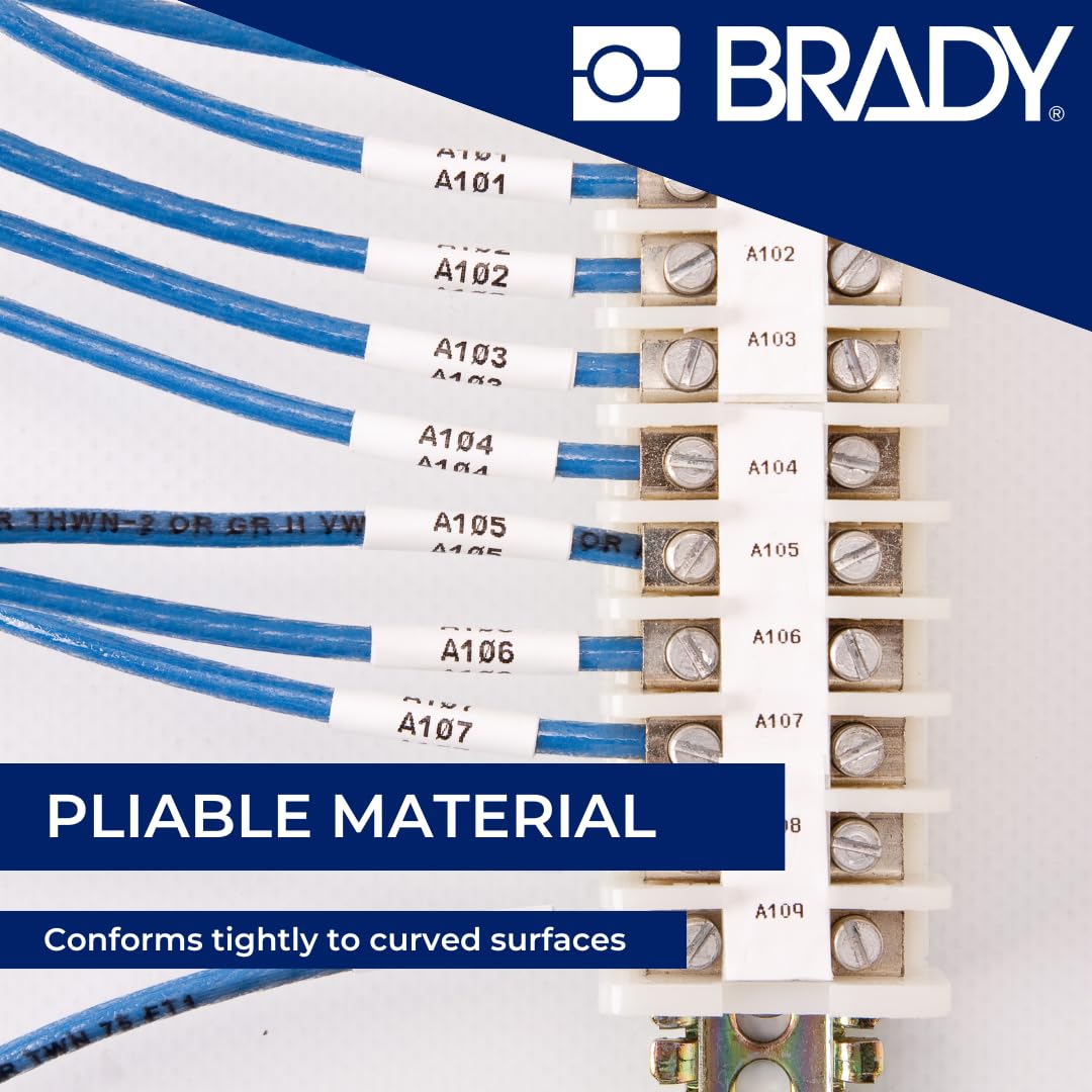 Brady Nastro Etichettante PermaSleeve Termorestringente per M210, M211 – Etichettatura Elettrica e Marcatura Cavi – nero su bianco (6.00 mm x 2.10 m) – M21-125-C-342