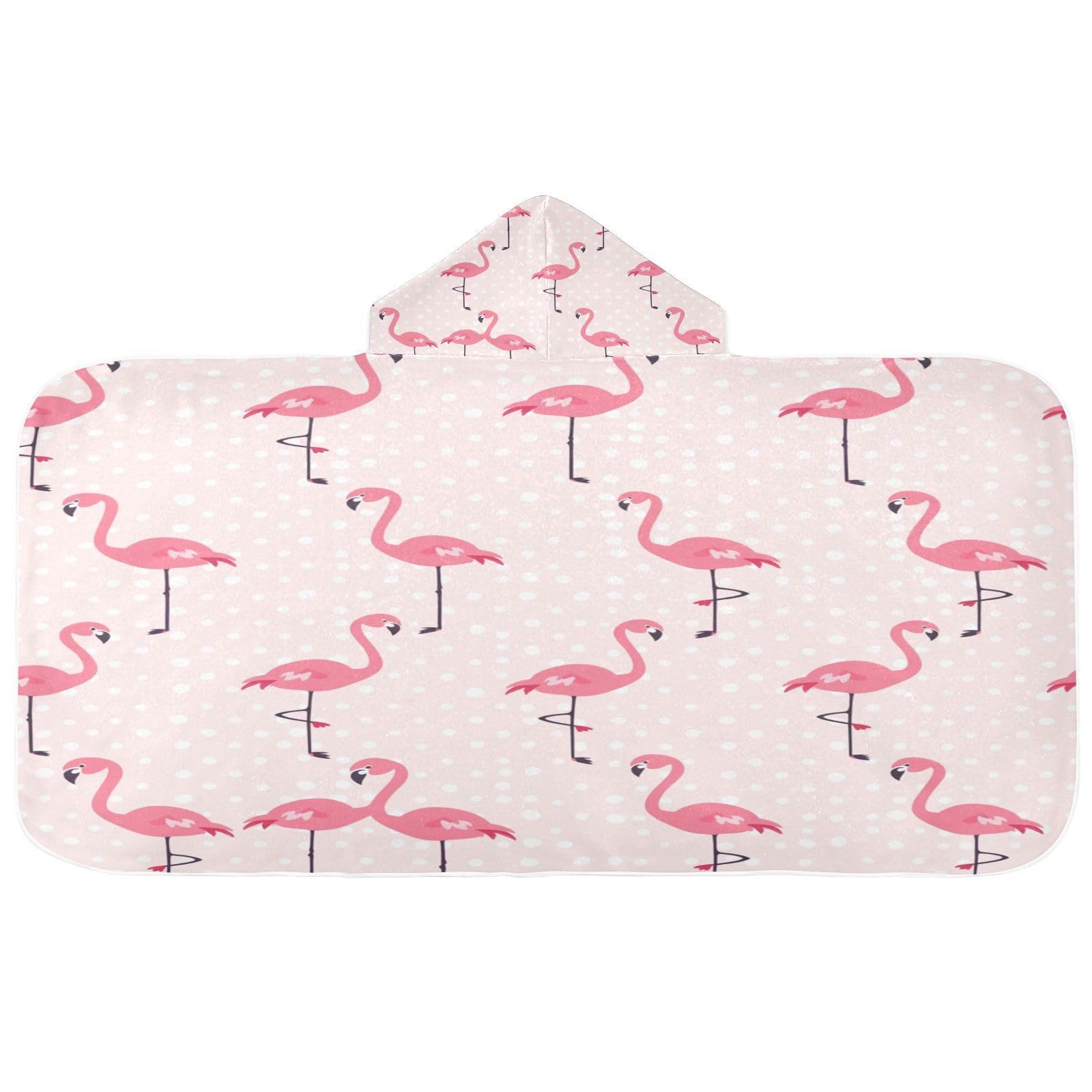 Nesatuwa Hooded Towel for Kids,Pink Flamingos Kids Beach Bath Towels Soft Absorbent Quick Dry Poncho Towel for Girls Boys