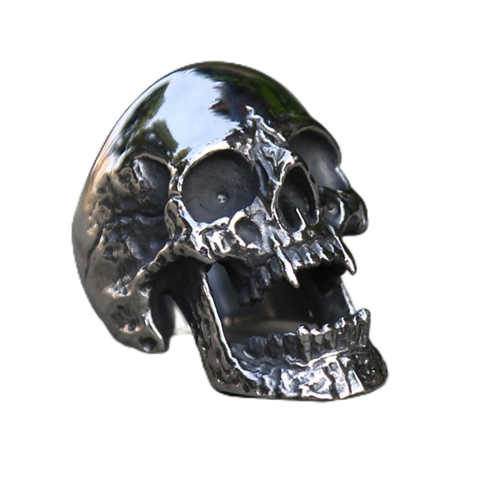 Polishing Vampire Skull Ring Men Women Stainless Steel Biker Rings Man Gothic Punk Jewelry Best Gift for Friend