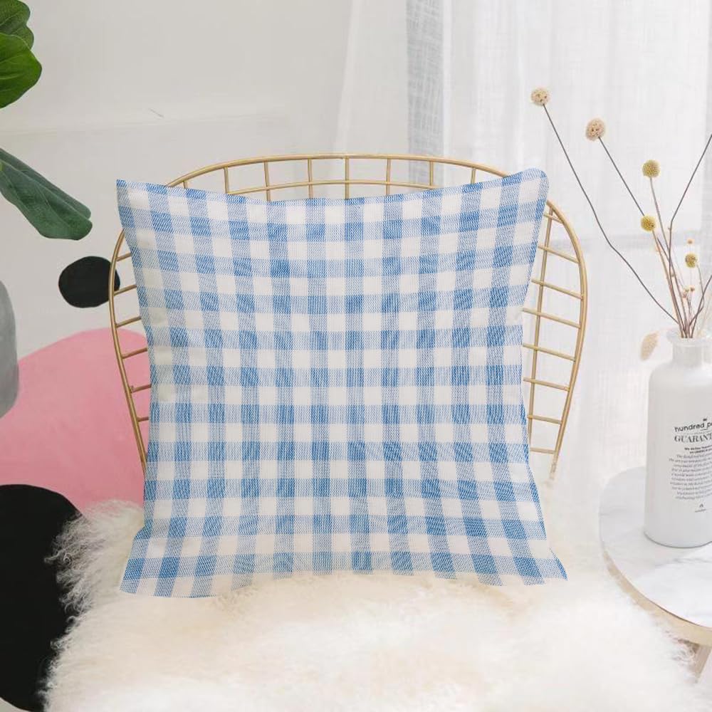 HYOSXW Cushion Cover,Throw Pillow Case Home Decorative for Living Room Bedroom Sofa Chair 16X16 Inch,Checkered,Little Squares and Stripes Pastel Color Gingham Repeating Rows Vintag,Pillowcase 40X40cm