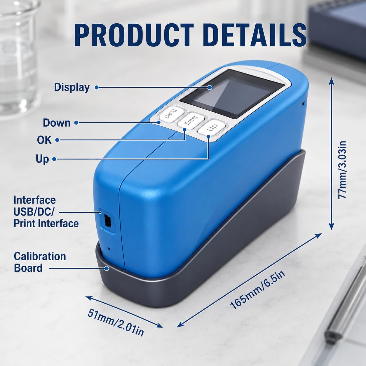 Medidor de brillo digital con almacenamiento de datos, medidor de brillo de precisión portátil para revestimientos, tintas, plásticos y galvanoplastia, herramienta de medición precisa