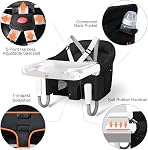 MTWML Hook On High Chair with Tray,Portable Baby High Chair That Attaches to Table,Clip On Fast Table High Chair for Babies and Toddlers.Baby Feeding Seat for Dining Table and Counter(Pure-Black)