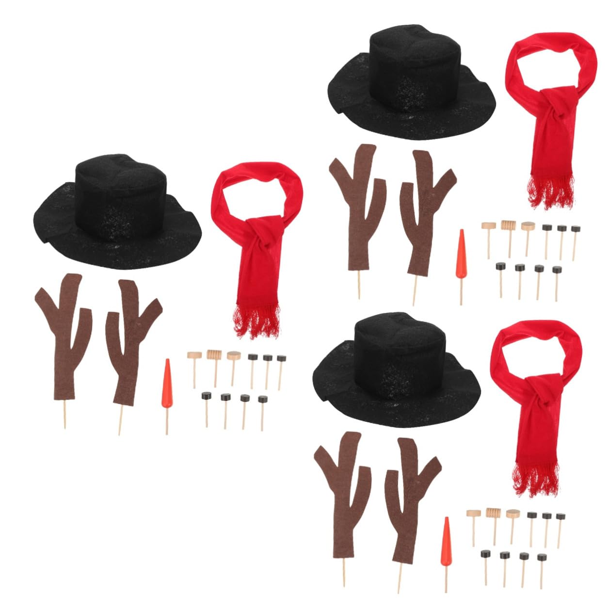 VICASKY 3 Sets Weihnachts Schneemann Dekoration Selbstgemacht Zubehör für | Filz, Bürststoff und Holz, Wiederverwendbares Foto Requisit für Winter und Festtage, Bastelmaterial