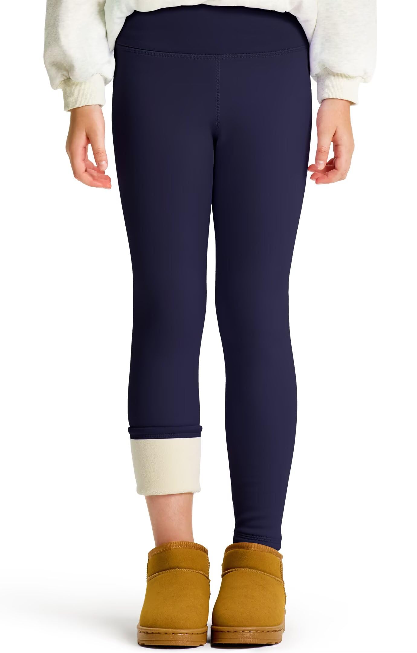 Roself Moment Gefütterte Thermo Leggings Mädchen Lang, Stretchhose mit Hohem Bund, weich & warm für Kinder