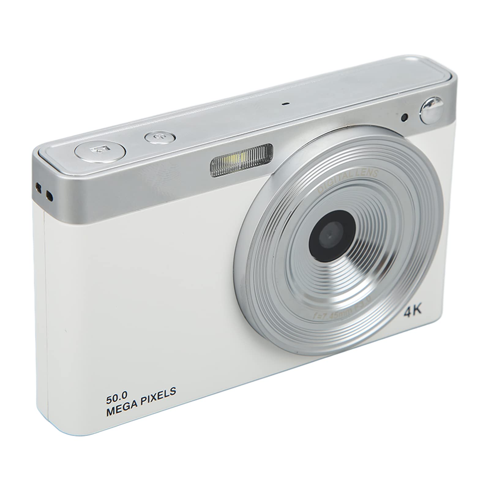 Fotocamera Digitale 4K, Fotocamera Digitale IPS HD AF da 2,88 Pollici con Messa a Fuoco Automatica, Videocamera Compatta Mirrorless, Fotocamera per Vlogging con Zoom 16X E 50MP(Bianco)