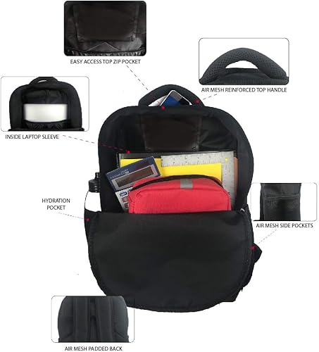 Miniatura 3 de Marvel Mochila clásica para piscina muerta, color negro, bolsa acolchada de malla de aire de 18 pulgadas, Deadpool 1, Mochila