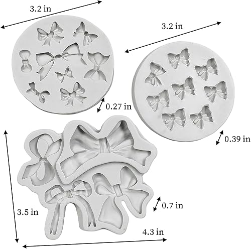 Miniatura 4 de 3 moldes de silicona para moño, moldes de chocolate con lazo, moldes para fondant, molde hecho a mano de gomita de gelatina para cupcakes, arcilla