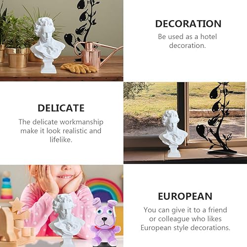 Miniatura 4 de EXCEART Figuras de boceto de resina, estatua de busto de Beethoven, estatua de yeso, estatua, réplica de busto, escultura para artista de práctica