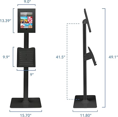 Miniatura 6 de Mount-It! Soporte de suelo antirrobo compatible con iPad, quiosco sin contacto con carcasa universal para iPads, soporte seguro de tableta con