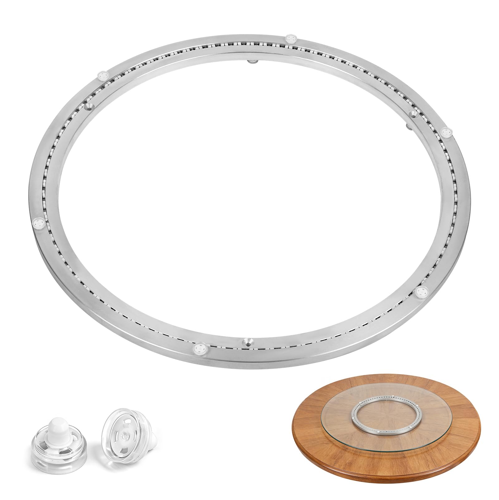 20" Drehbarer Drehteller aus Aluminiumlegierung, Lazy Susan Drehteller bis 400kg, Lazy Susan Drehtellerlager für 35"–39" Tischplatten, für Glas-/Massivholz-/Marmor-Esstische, Vitrinen, Kuchenständer