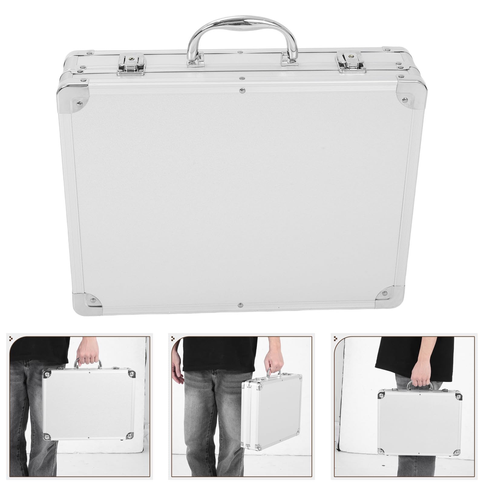 Maleta de Aluminio Portátil Antichoque de Gran Capacidad | Plata, Aleación de Aluminio, Fácil de Transportar, para Oficina y Viaje de Negocios