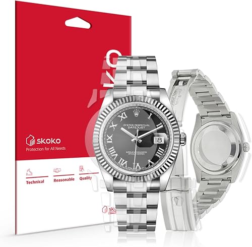 skoko 2 Pack Full Body Protective Film for Rolex Datejust 36mm, Glossy Clear Skin, Anti Scratch, Screen Protector