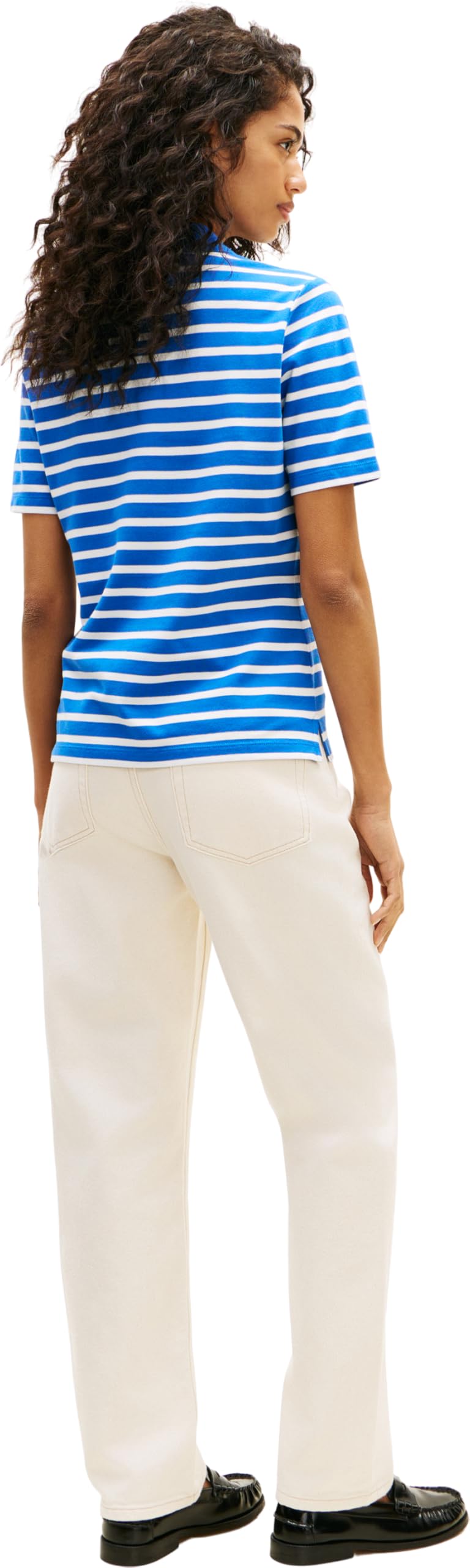 Tommy Hilfiger Damen Poloshirt Kurzarm 1985 Pique Regular Fit, Blau (Breton STP Blue Orbit/Ecru), L – Ansicht 2
