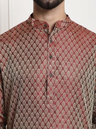 Image of SOJANYA (Since 1958 Men's Jacquard Silk Kurta and Pyjama with Nehru Jacket