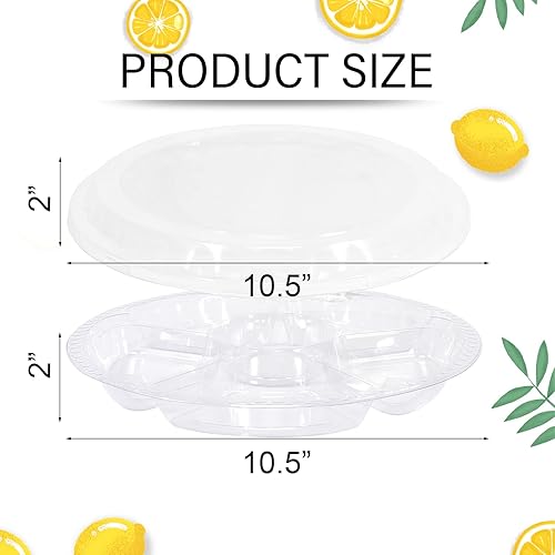 Miniatura 8 de 10 bandejas redondas de plástico para aperitivos con tapa, bandeja dividida para servir, recipientes desechables para almacenamiento de alimentos,