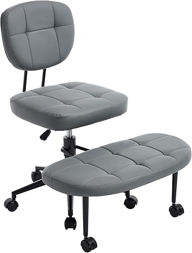 Miniatura 8 de Silla de oficina con patas cruzadas, silla de escritorio ergonómica cruzada con ruedas de freno, silla de escritorio de oficina en casa con altura