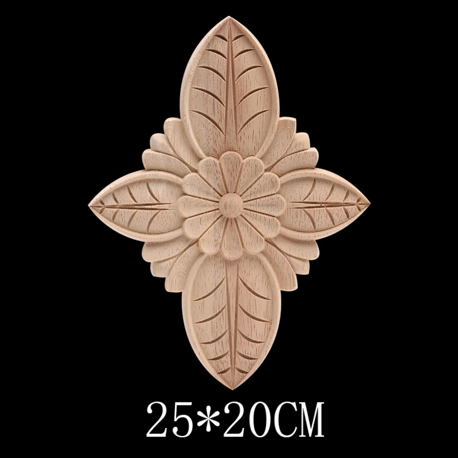 Built in Cabinetry Wood Carved Decal Corner Applique Frame Vintage Unpainted Home Wall Cabinet Door Decorative Wooden Miniature Craft 25 * 20Cm