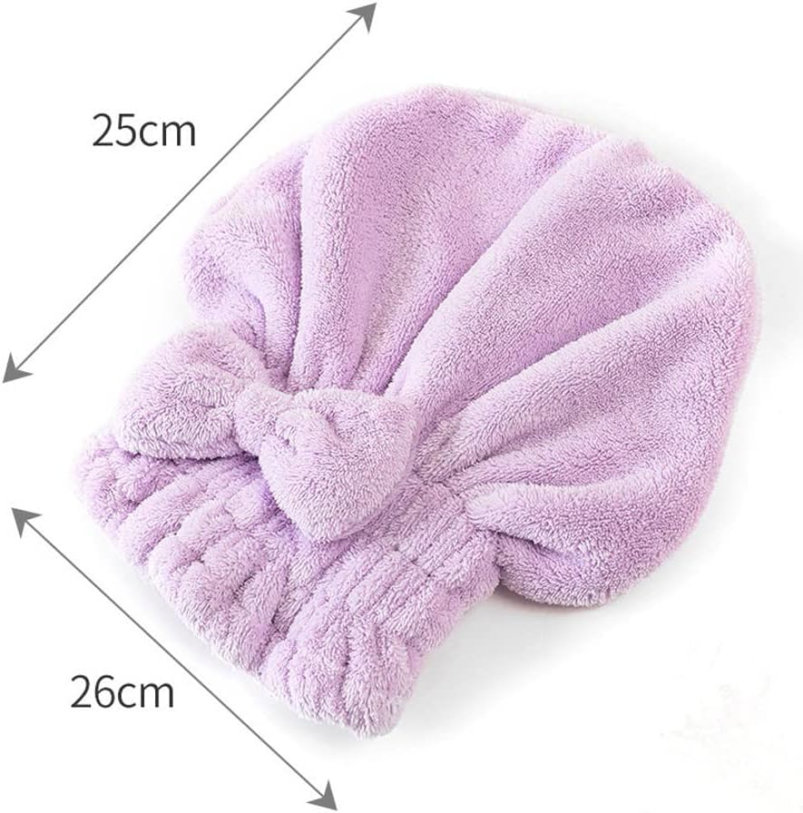 Women Bowknot Shower Cap Breathability Hair Turban Quickly Drying Towel Hats for Sauna Bathroom(C)