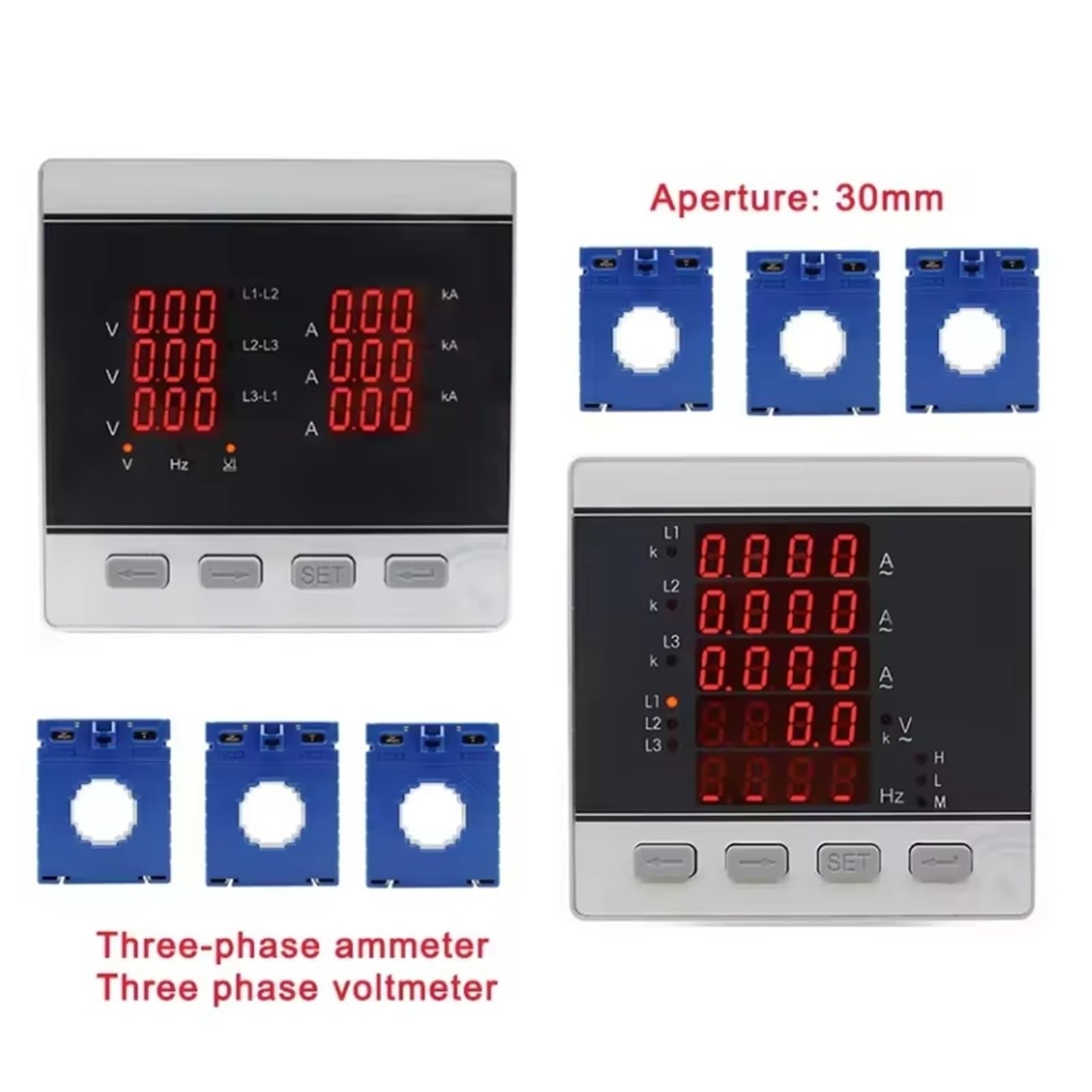 Misuratore multifunzione Voltmetro amperometrico trifase digitale, con 3 pezzi CT