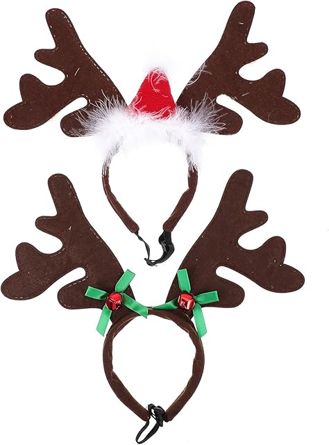 POPETPOP 2pcs Christmas Reindeer Antlers Headband Pet Headband Pet Hat Pet Cosplay Costume Headwear Photo Props Cosplay Party Favors for Cat Dog