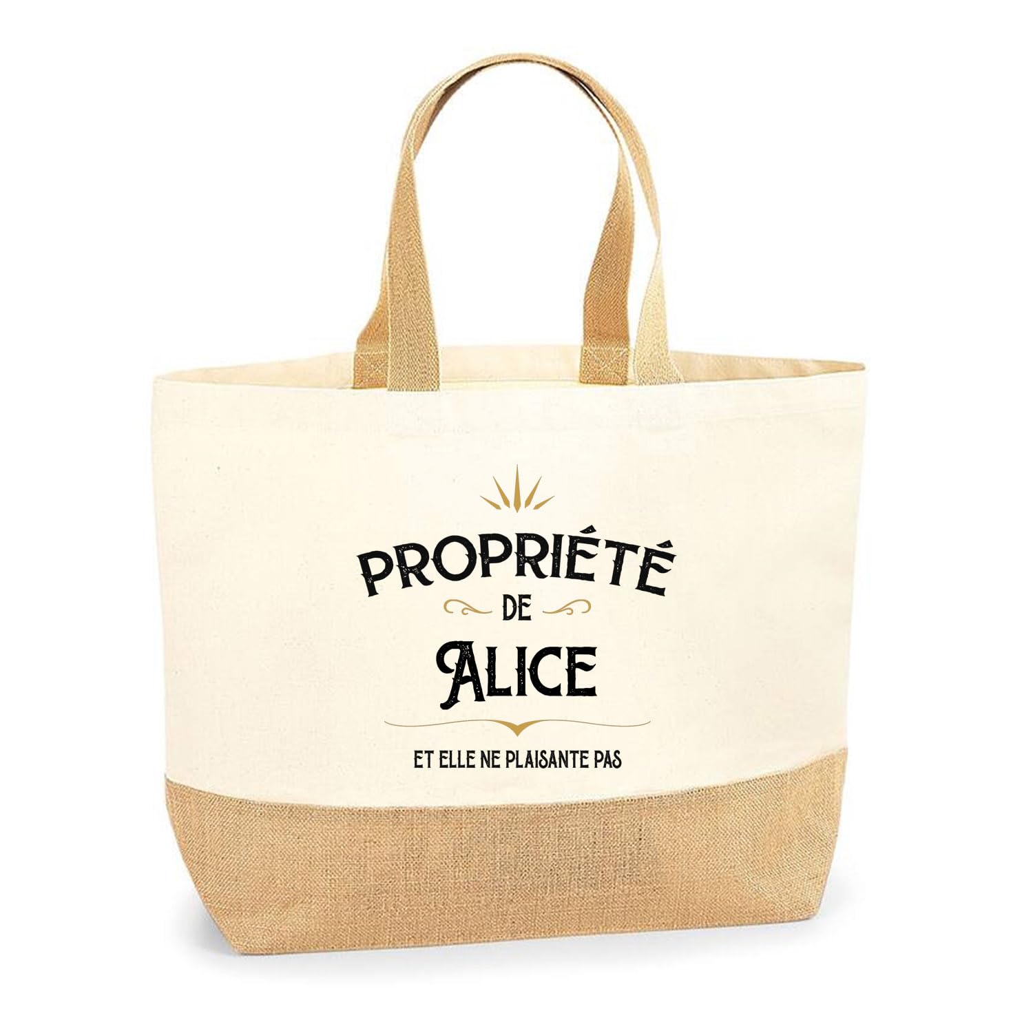 Sac Cabas de Plage Personnalisable | Toile de Jute Coton Courses Idée Cadeau Collègue Amie Maman Papa