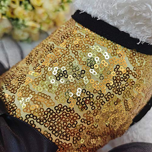 Wolyepor Puppy Princess Sequined Bow Dog Tutu Dress Dog Pleated Shirt For Birthday Party (Small, Golden) #TOP5