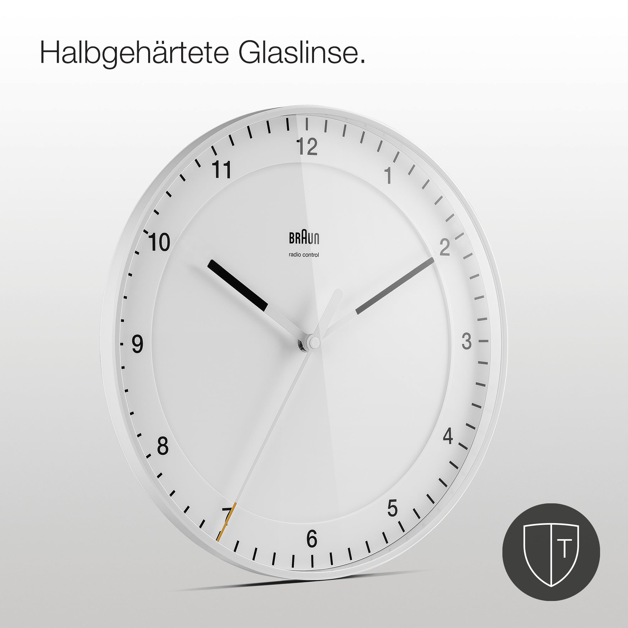 Braun Klassische große Funkwanduhr Mitteleuropäische Zeitzone (MEZ/GMT+1) mit leisem Uhrwerk, leicht lesbarem Zifferblatt, 30cm Durchmesser, weißes Modell BC17W-DCF.