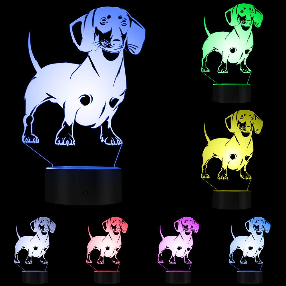 The Geeky Days Dachshund LED Night Light 3D Decorative Lighting Color Changing Acrylic Lamp Gift for Dog Lovers