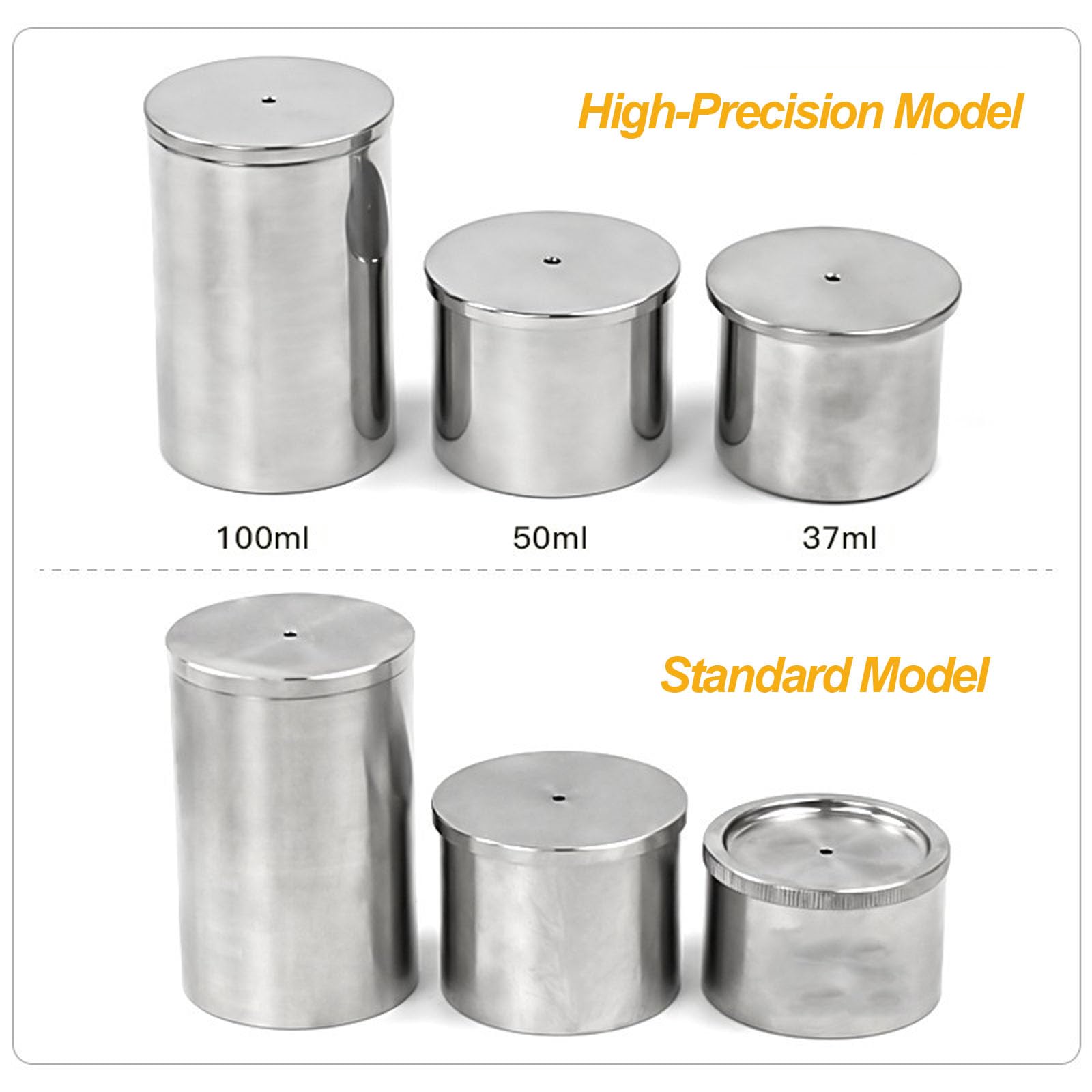 Vaso De Gravedad Específica De Acero Inoxidable De Alta Precisión De 37/50/100 Ml, Picnómetro De Líquidos con Caja De Aluminio, Medidor De Viscosidad De Líquidos, para 37ml